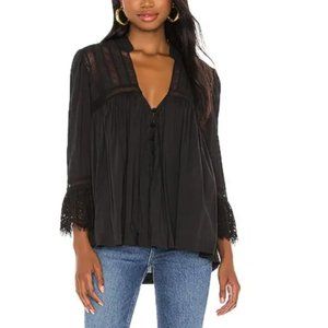Free People Esme Button Down In Black NWT XS
